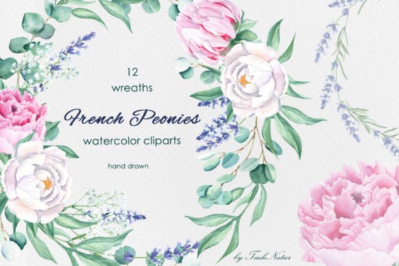Download French Peonies Watercolor Wreaths - Peonies watercolor Collection