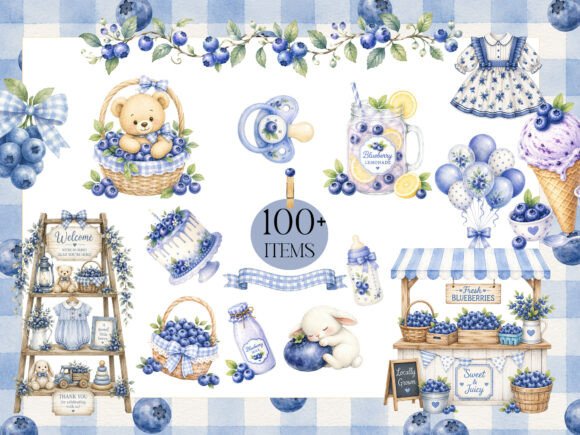 Download Watercolor Blueberries Clipart - Blueberries Collection
