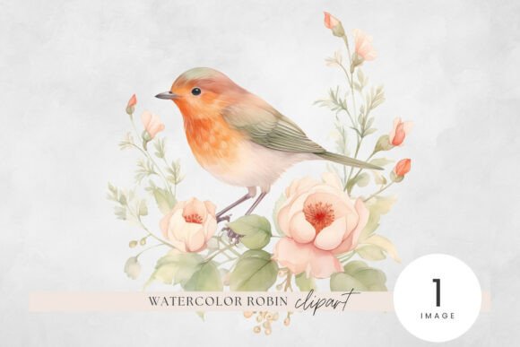Download Robin Watercolor Clipart PNG, Floral - Watercolor clipart png Collection