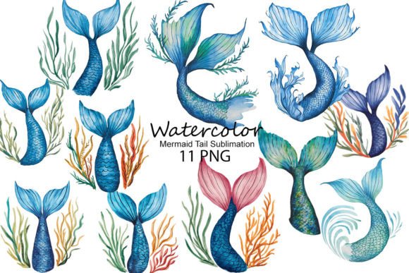 Download Watercolor Mermaid Tail Sublimation - Mermaid Collection