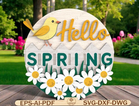 Download Hello Spring Bird Welcome Sign Laser Cut - Spring bird Collection