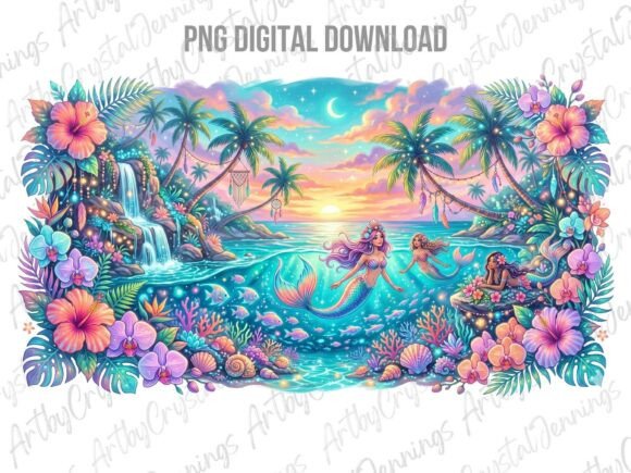 Download Tropical Mermaid Paradise PNG - Mermaid Collection