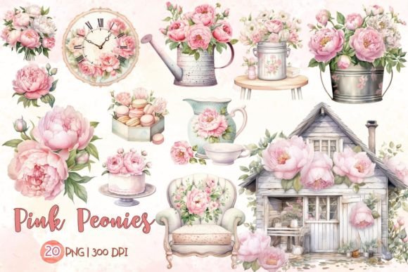 Download Pink Peonies Watercolor Sublimation - Peonies watercolor Collection