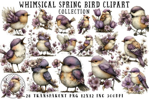 Download Whimsical Spring Bird Clipart - Spring bird Collection
