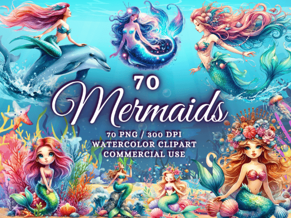 Download Watercolor Mermaids Clipart Mermaid Png - Mermaid Collection
