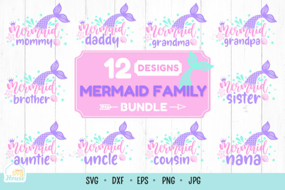 Download Mermaid Birthday Family SVG Bundle - Mermaid Collection