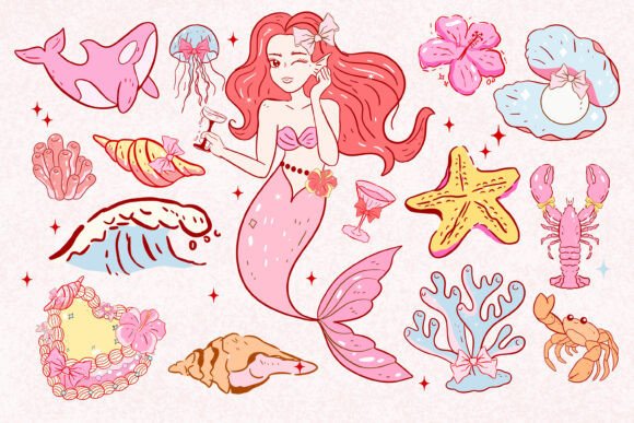 Download Retro Summer Mermaid PNG, Coquette Beach - Mermaid Collection