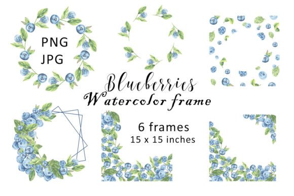 Download Watercolor Frame Blueberries Clipart PNG - Blueberries Collection