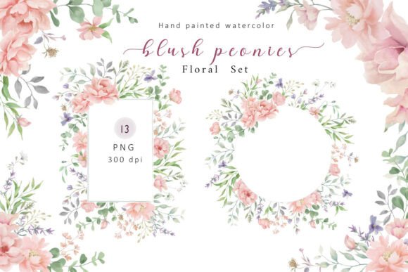 Download Blush Peonies Watercolor Set - Peonies watercolor Collection