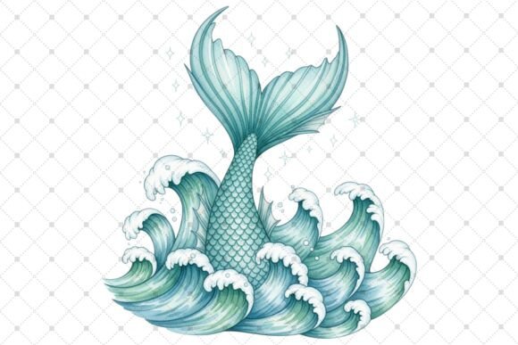 Download Mermaid Tail Emerging from Ocean Waves - Mermaid Collection